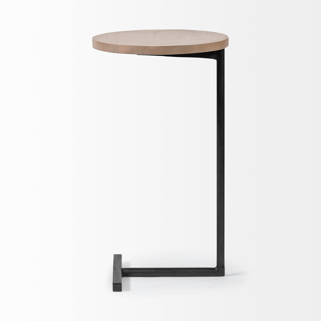 Ballatine Brown Wood Round Top w/ Black Metal Base Accent Table Dining Room Mercana
