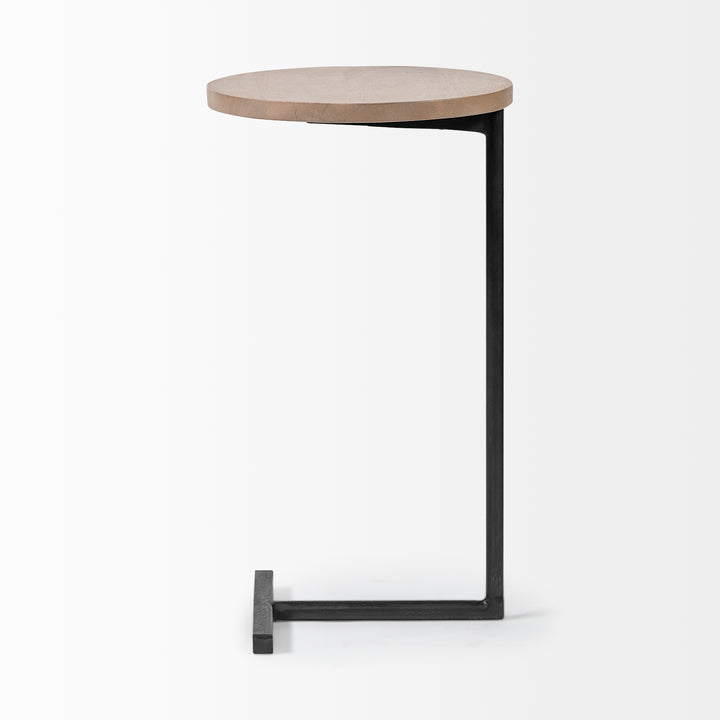 Ballatine Brown Wood Round Top w/ Black Metal Base Accent Table Dining Room Mercana