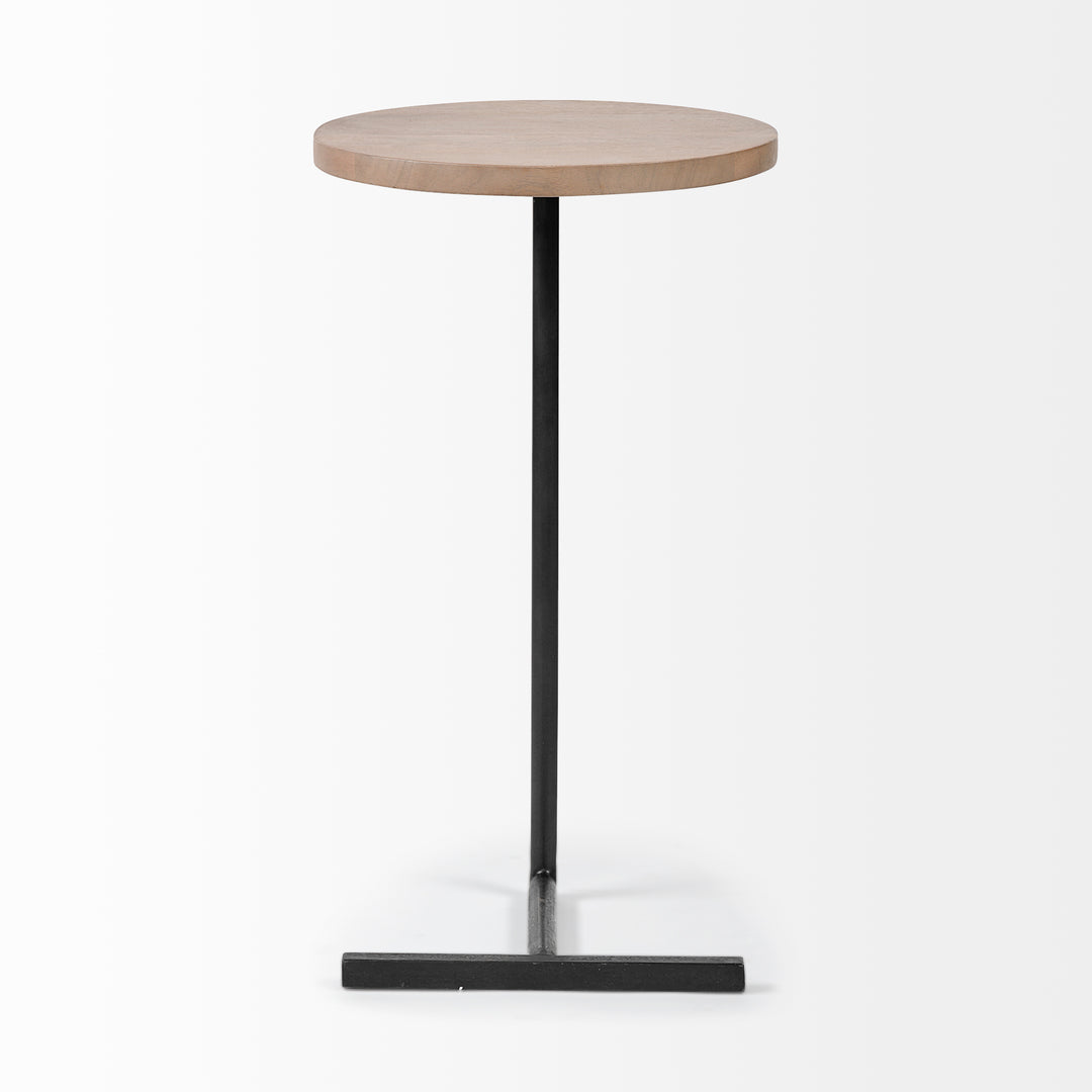 Ballatine Brown Wood Round Top w/ Black Metal Base Accent Table Dining Room Mercana