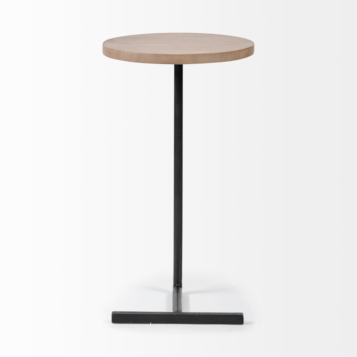 Ballatine Brown Wood Round Top w/ Black Metal Base Accent Table Dining Room Mercana
