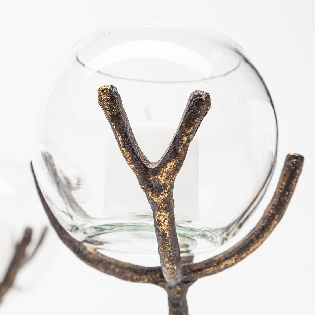 Vine II Distressed Gold Metal Creeper Five Candle Table Candle Holder Decor Mercana