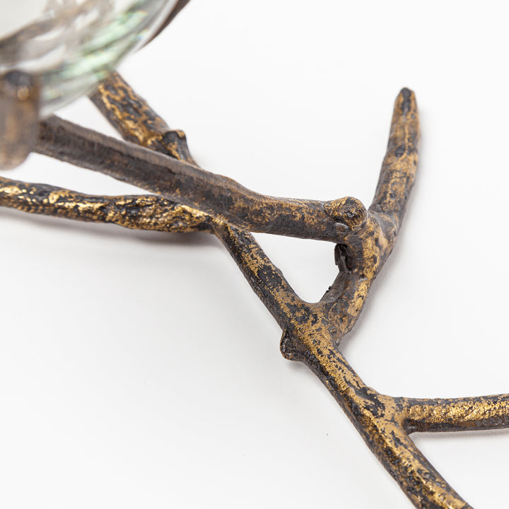 Vine II Distressed Gold Metal Creeper Five Candle Table Candle Holder Decor Mercana