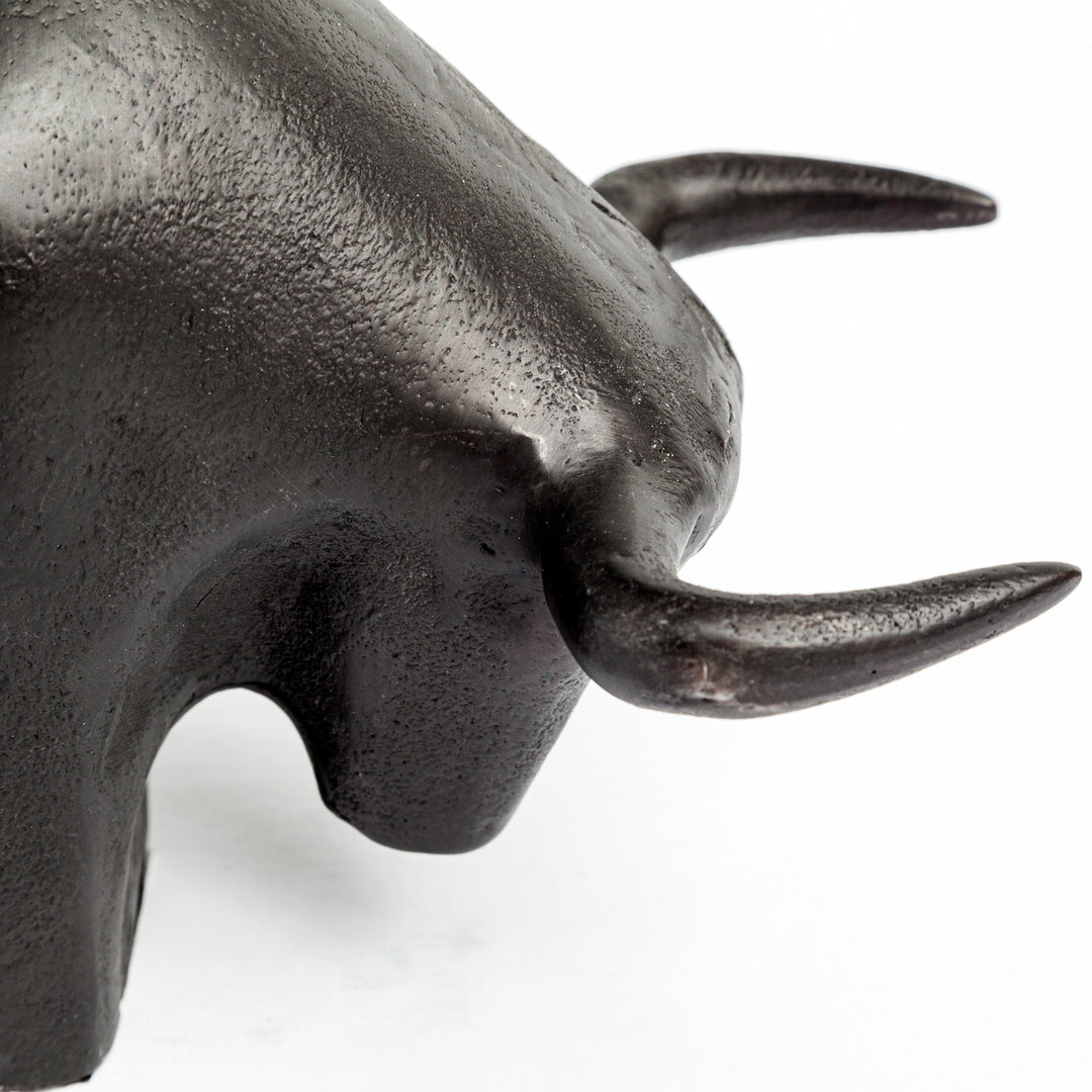 Tauro II 9L x 4W Black Cast Aluminum Raging Bull Decor Mercana