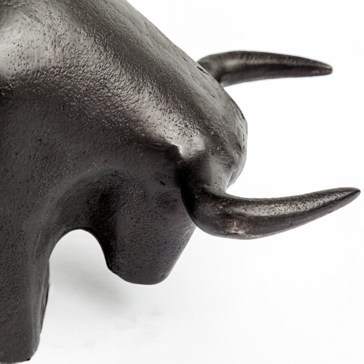 Tauro II 9L x 4W Black Cast Aluminum Raging Bull Decor Mercana