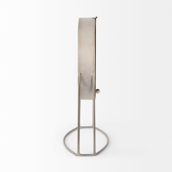Aurus Matte Gray Metal Table Clock Decor Mercana