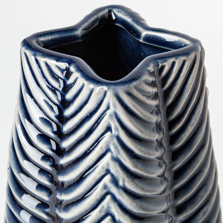 Bashir I Small Dark Navy Gloss Ceramic Vase Decor Mercana