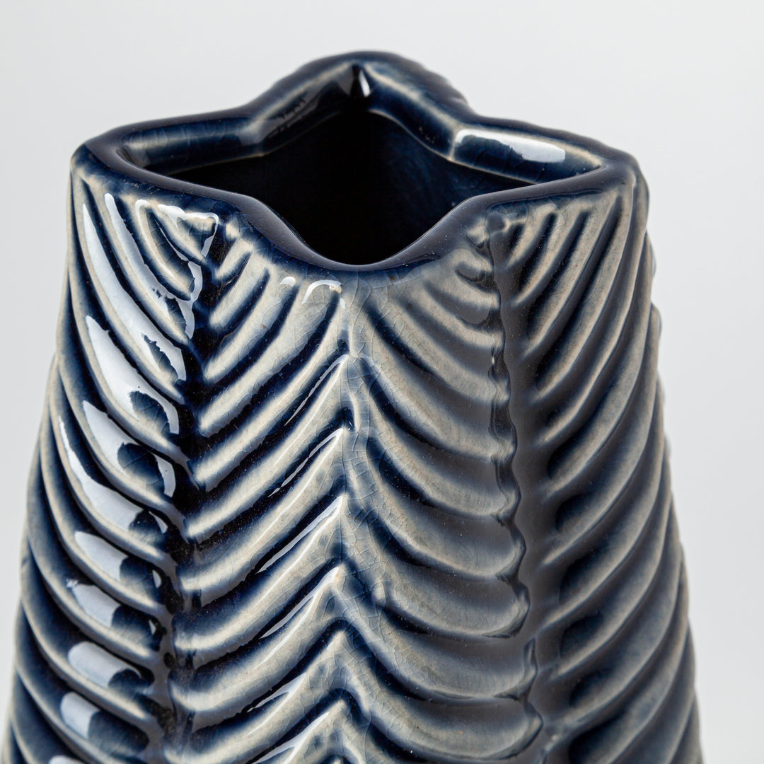Bashir II Large Dark Navy Gloss Ceramic Vase Decor Mercana