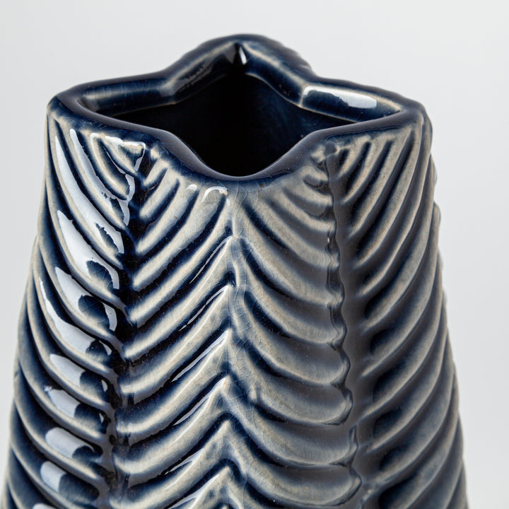 Bashir II Large Dark Navy Gloss Ceramic Vase Decor Mercana