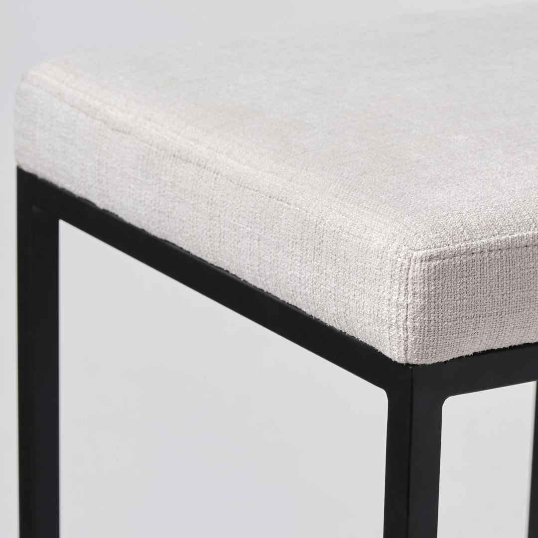Frodo 29.75" Seat Height White Fabric Seat Black Metal Base Stool Dining Room Mercana