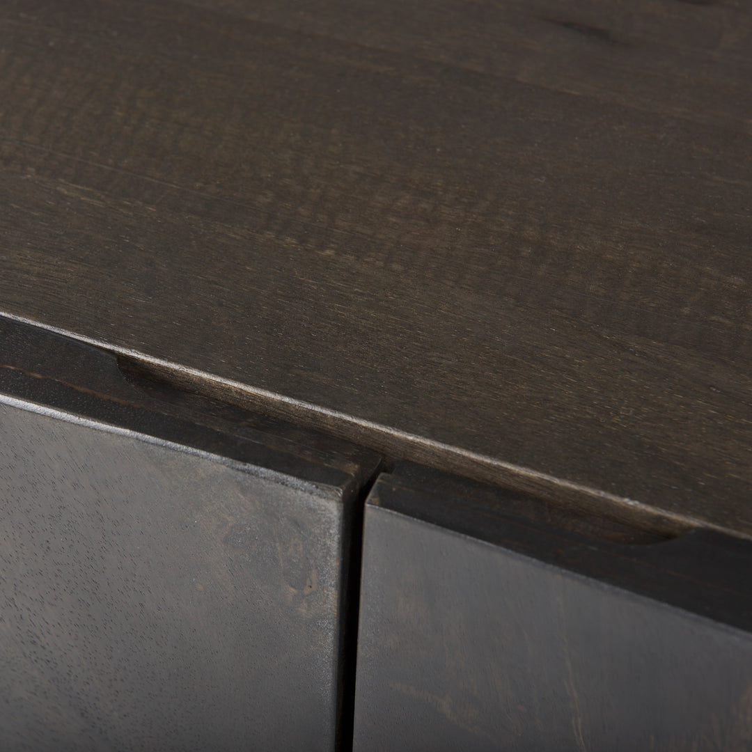 Darwin 80x17.5 Brown Solid Wood Gold Metal Base 4 Cabinet Door Sideboard Dining Room Mercana