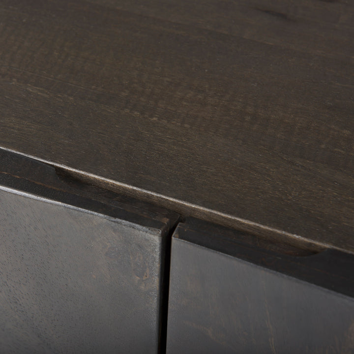 Darwin 80x17.5 Brown Solid Wood Gold Metal Base 4 Cabinet Door Sideboard Dining Room Mercana