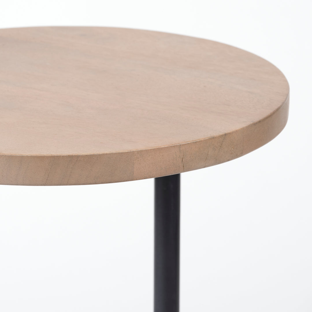 Ballatine Brown Wood Round Top w/ Black Metal Base Accent Table Dining Room Mercana