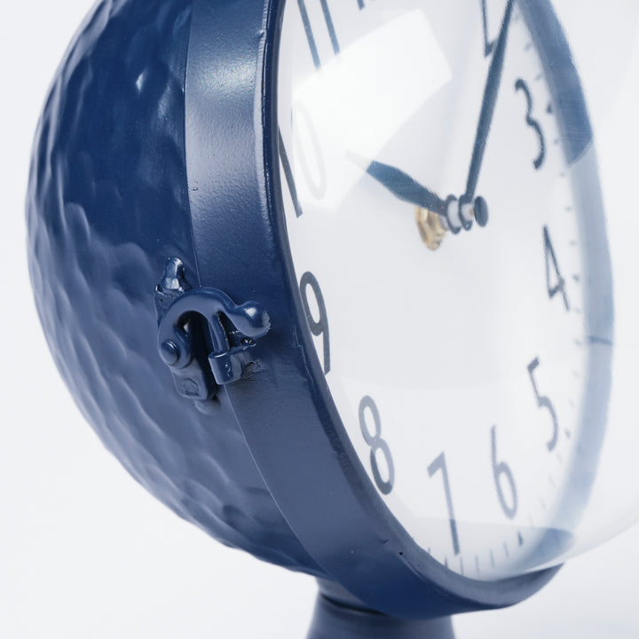 Weymouth Blue Metal Glass Dome Table Clock Decor Mercana