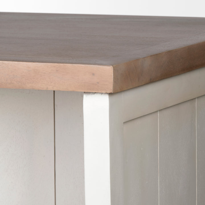Fairview II White and Brown Two-Tone Stain Solid Wood Kitchen Island Dining Room Mercana