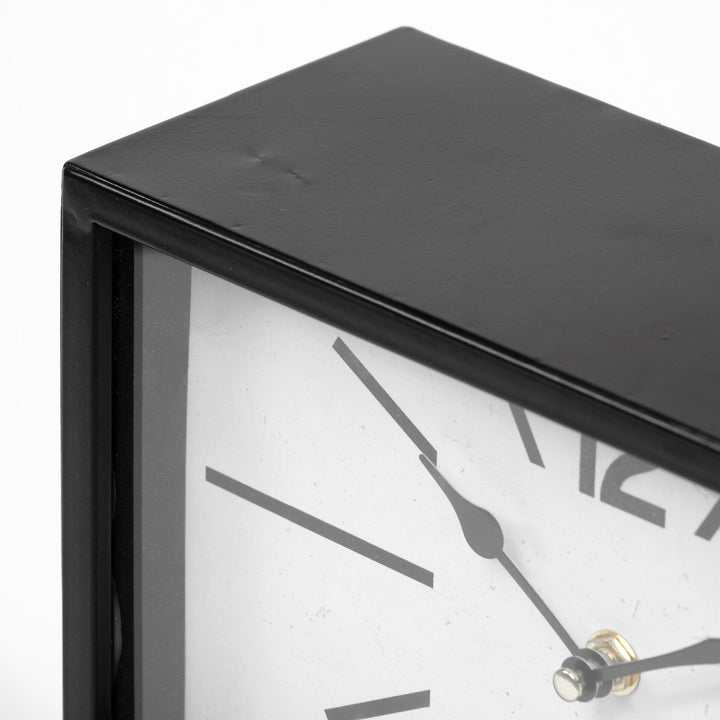 Lita Black Metal Rectangular Table Clock Decor Mercana