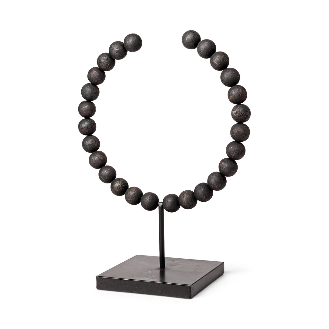 Tulane II (Large) 12L x 6W Black Beaded Broken Sphere Decorative Object Decor Mercana