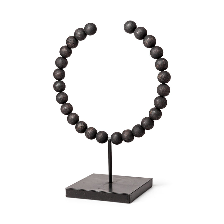 Tulane II (Large) 12L x 6W Black Beaded Broken Sphere Decorative Object Decor Mercana