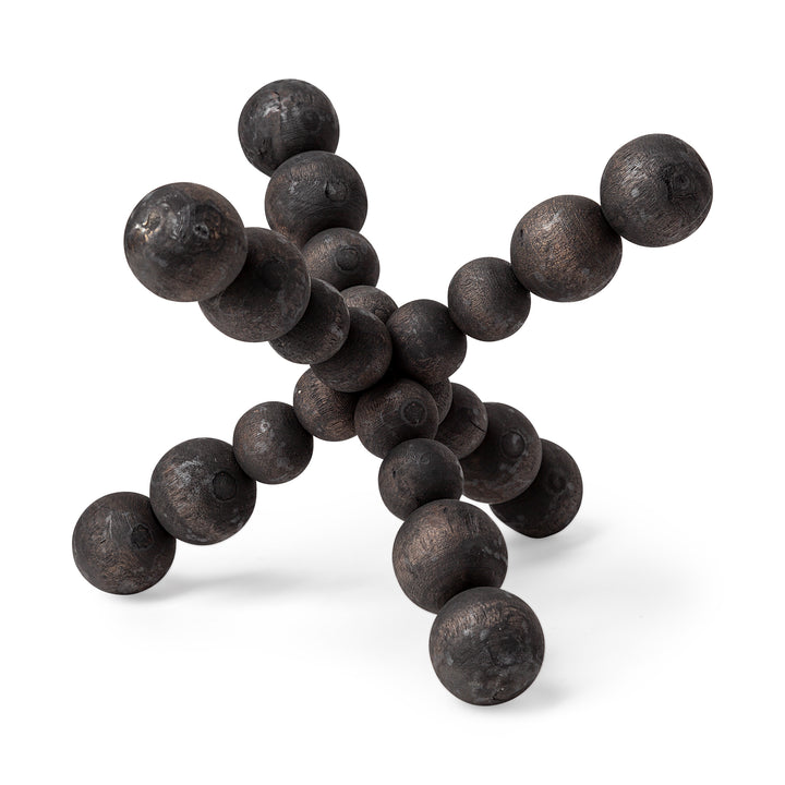 Carollan II (Large) 9L x 9W Black Geometric Wood Ball Jack Decor Mercana