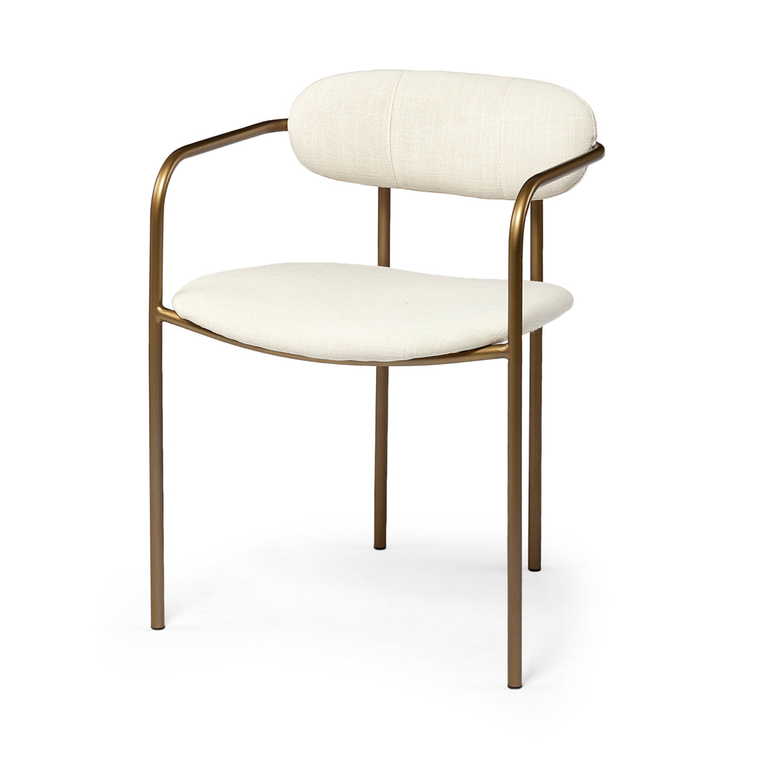 Parker I Cream Fabric Seat Gold Metal Frame Dining Chair Living Room Mercana