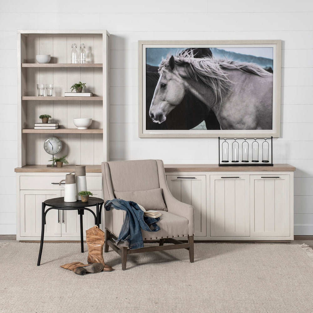 Fairview III Solid Wood Brown Top & White Frame 4 Cabinet Door Sideboard Living Room Mercana
