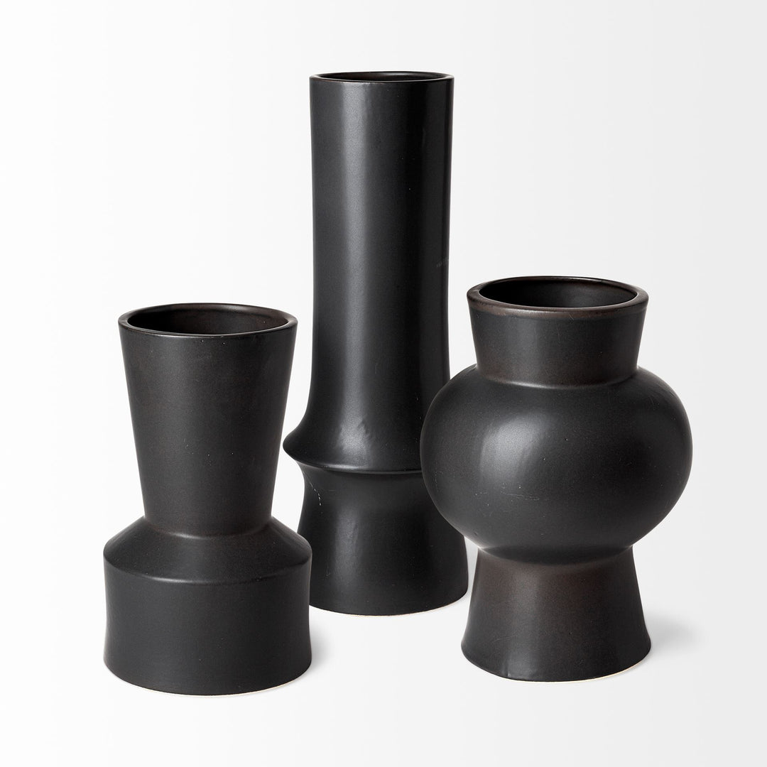 Laforge III Black Ceramic Vase Decor Mercana