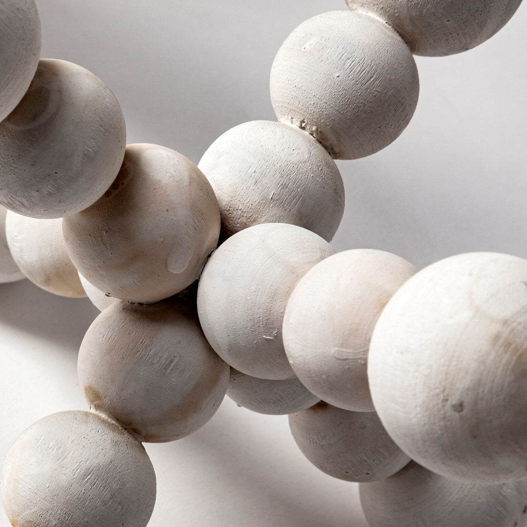 Carrollton I (Small) 7L x 7W Off-White Geometric Wood Ball Jack Decor Mercana