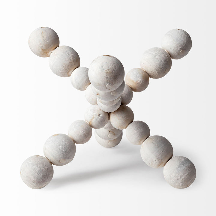 Carrollton II (Large) 9L x 9W Off-White Geometric Wood Ball Jack Decor Mercana