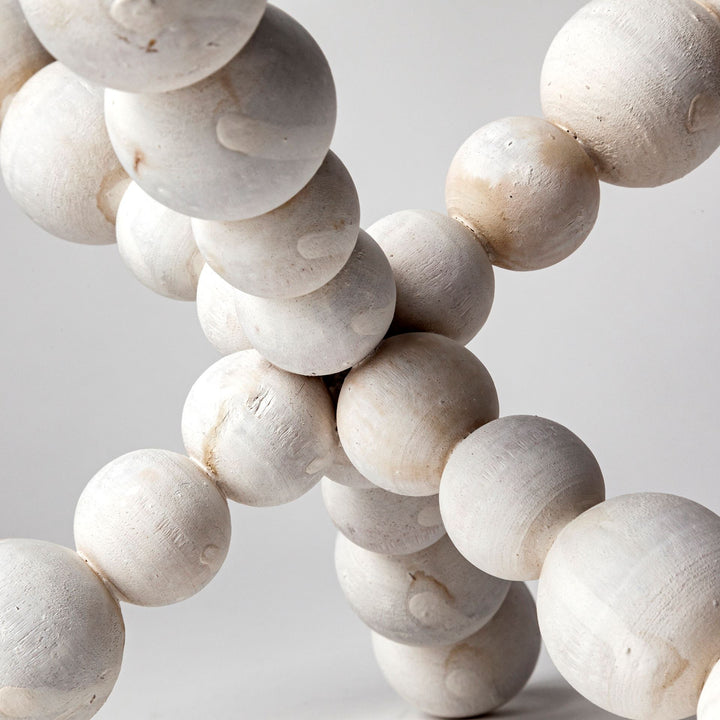 Carrollton II (Large) 9L x 9W Off-White Geometric Wood Ball Jack Decor Mercana