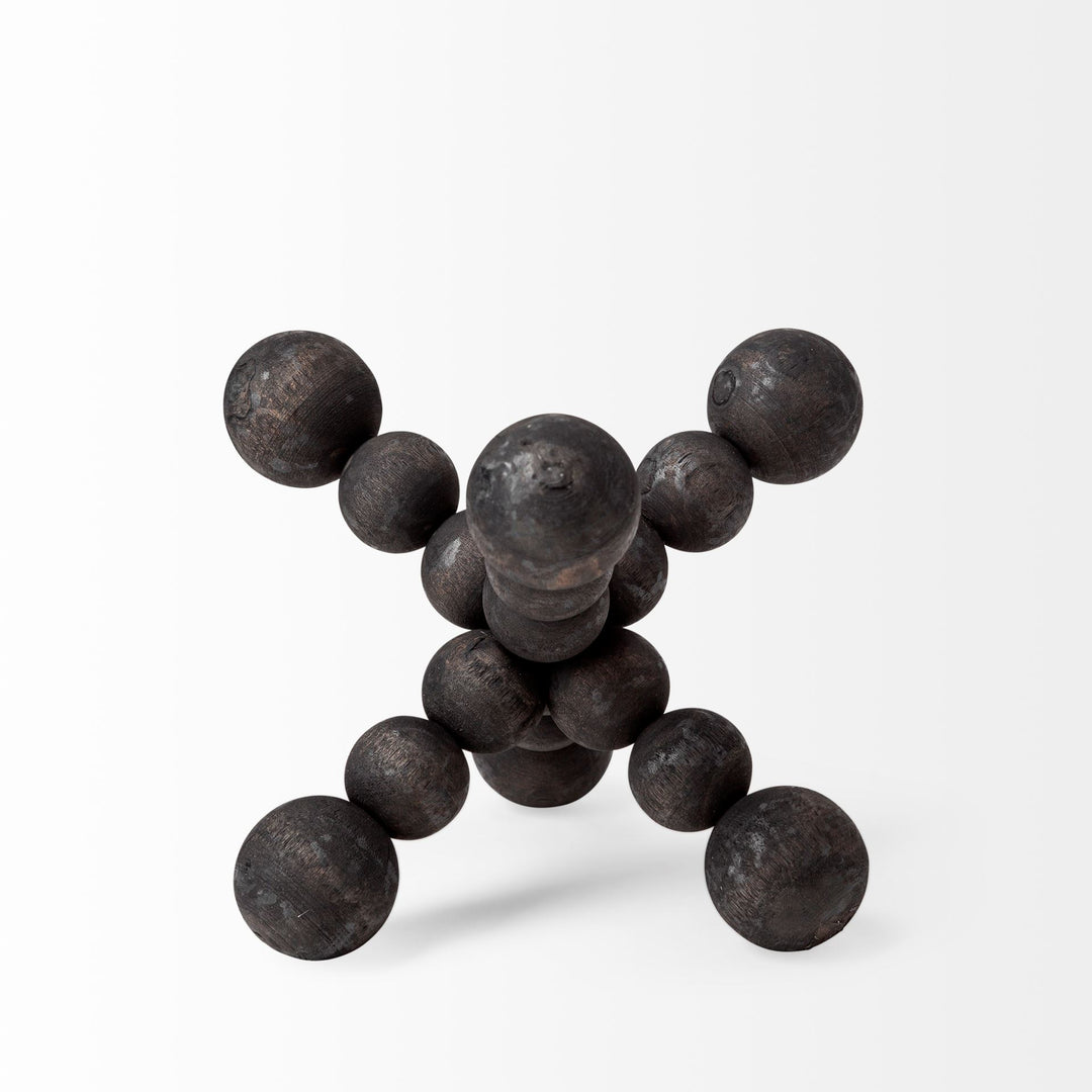 Carollan I (Small) 7L x 7W Black Geometric Wood Ball Jack Decor Mercana