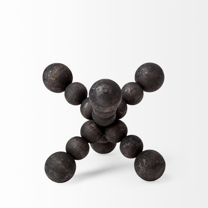 Carollan I (Small) 7L x 7W Black Geometric Wood Ball Jack Decor Mercana