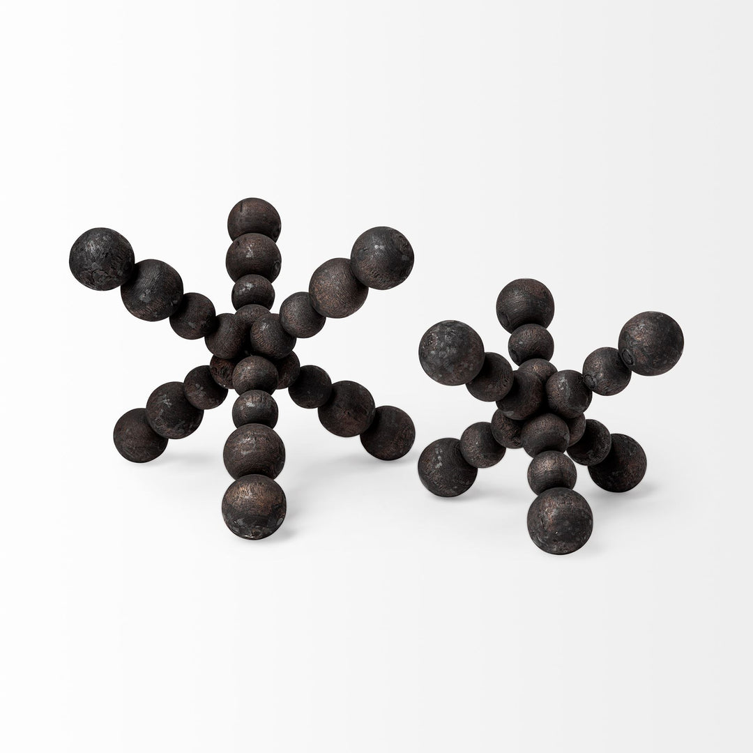 Carollan I (Small) 7L x 7W Black Geometric Wood Ball Jack Decor Mercana