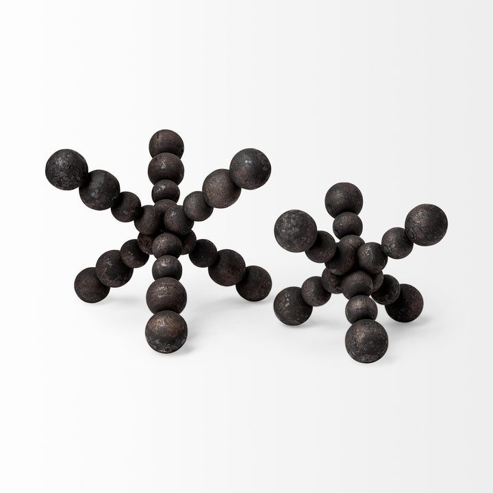 Carollan II (Large) 9L x 9W Black Geometric Wood Ball Jack Decor Mercana