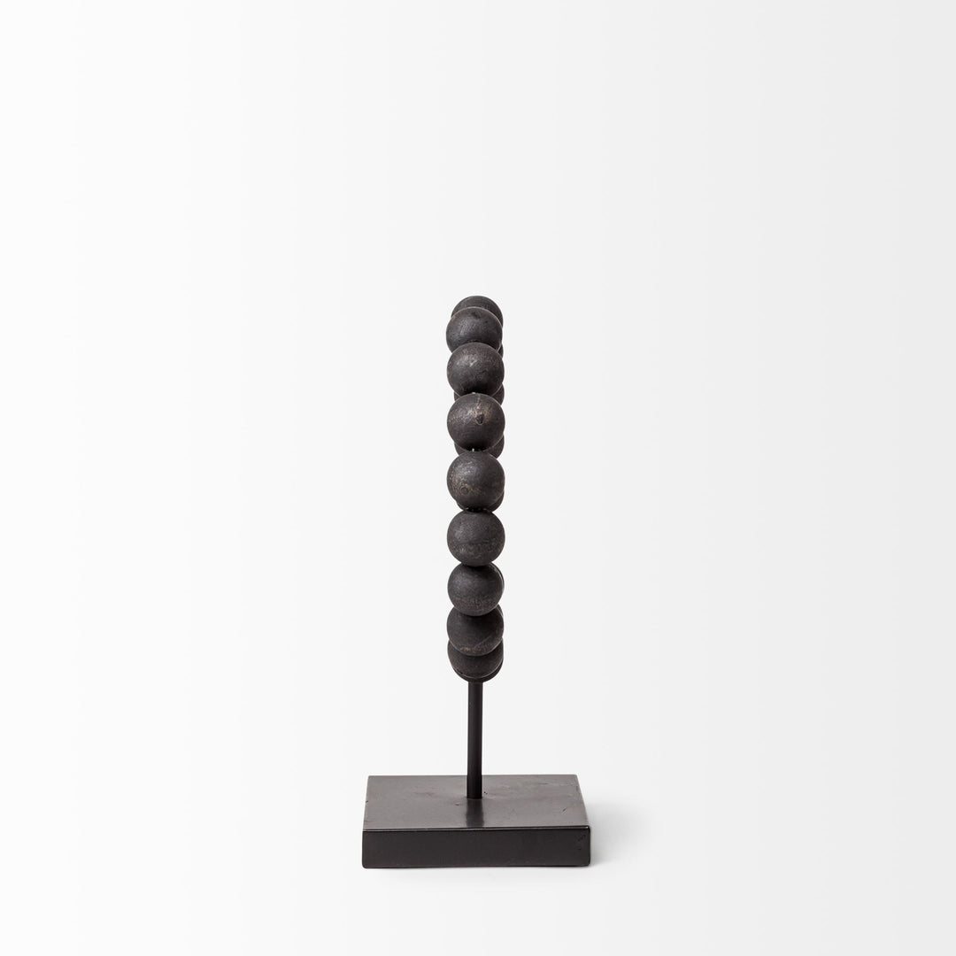 Tulane I (Small) 9L x 5W Black Beaded Broken Sphere Decorative Object Decor Mercana