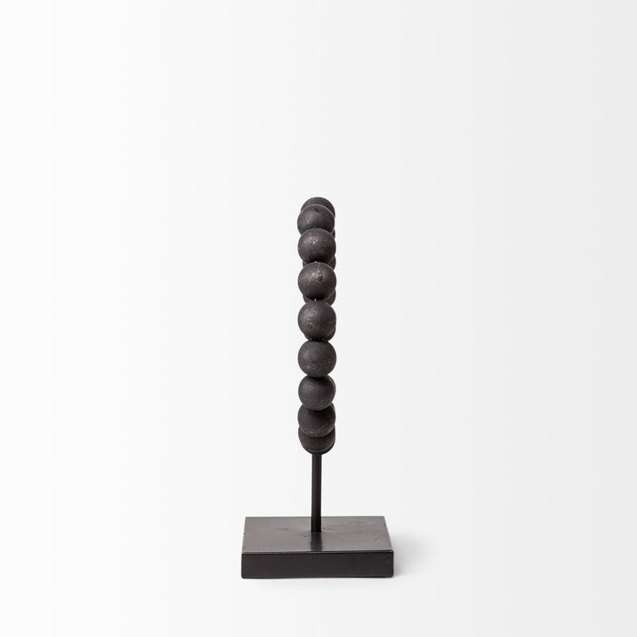 Tulane I (Small) 9L x 5W Black Beaded Broken Sphere Decorative Object Decor Mercana