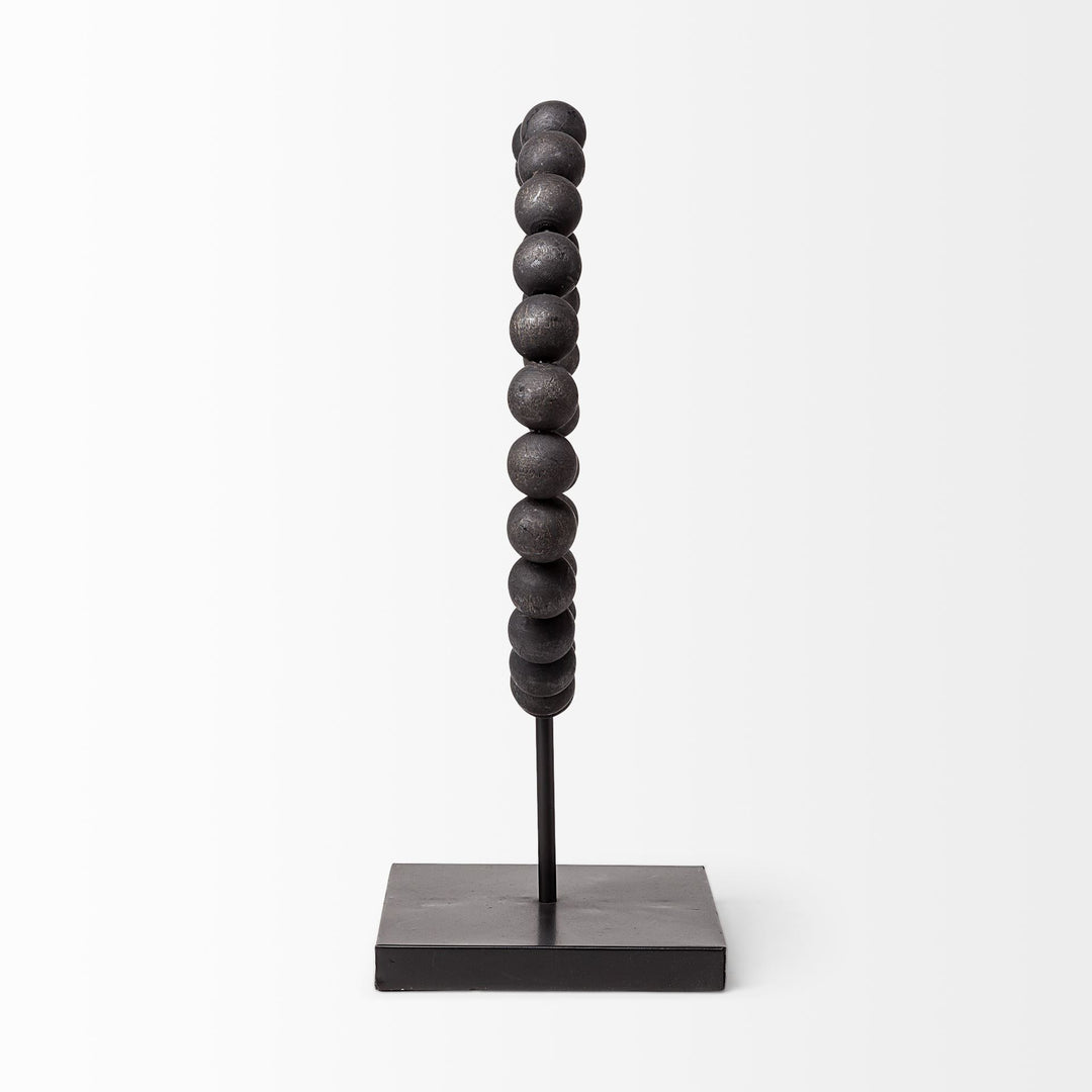 Tulane II (Large) 12L x 6W Black Beaded Broken Sphere Decorative Object Decor Mercana