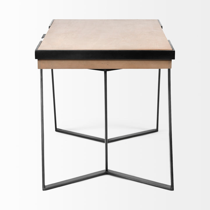 Steinbeck Light Brown Wooden Iron Frame Office Desk Home Office Mercana