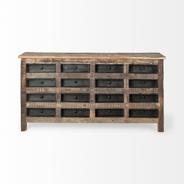 Wilton I 63x16 Reclaimed Wood and Metal 16 Drawer Sideboard Dining Room Mercana