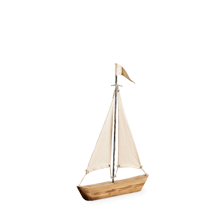 Tartane Small 17L x 2W Brown/Cream Nautical Inspired Sailboat Decor Mercana