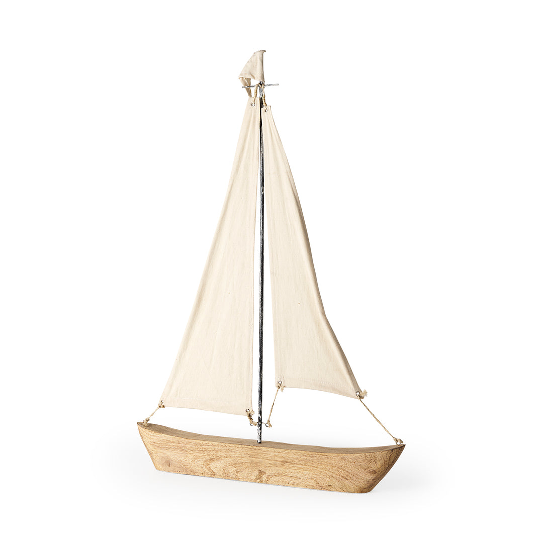 Tartane Large 22L x 2W Brown/Cream Nautical Inspired Sailboat Decor Mercana