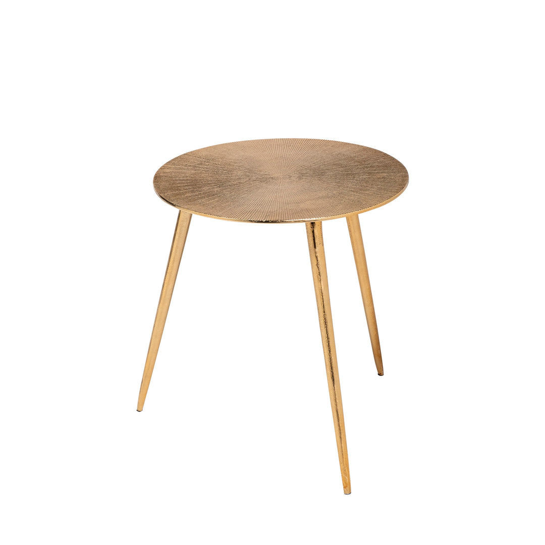 Reva III (Small) 16L x 16W Gold Round Top Cast Aluminum Accent Table Dining Room Mercana