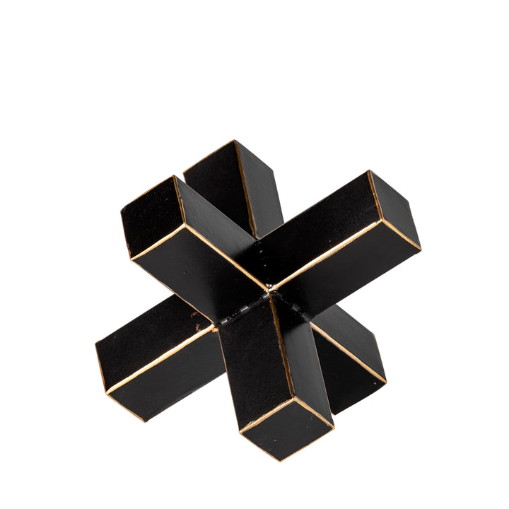 Abel (Small) 8L x 7W Black Metal Jack W/ Gold Accents Decor Mercana