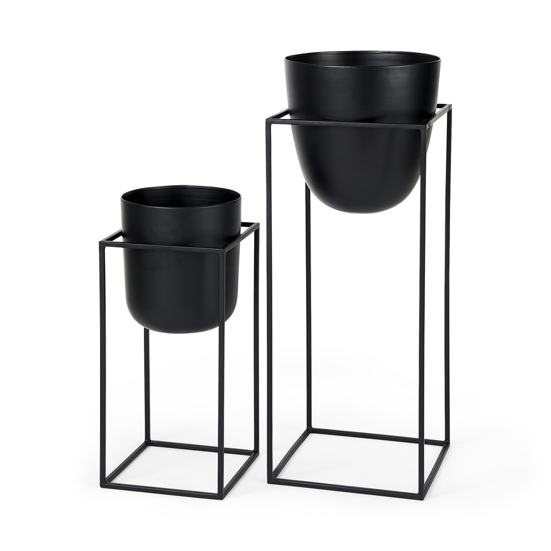 Bumble (Set of 2) Black Plant Stands Decor Mercana