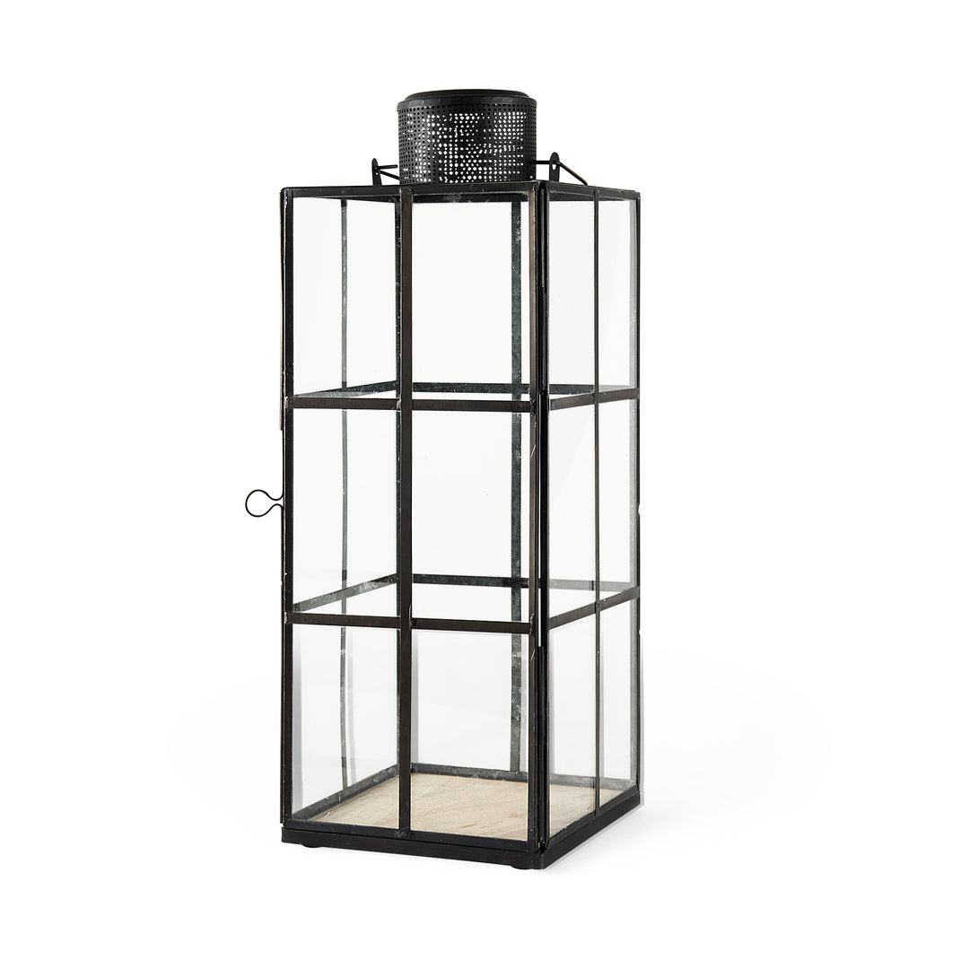 Gamfield Large Black Metal and Glass Lantern Decor Mercana