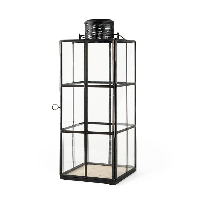 Gamfield Large Black Metal and Glass Lantern Decor Mercana