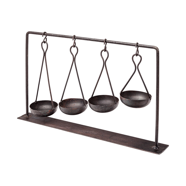 Enos 19L x 3W Black Metal 4 Bowl Ancient Spice Market Decorative Display Decor Mercana