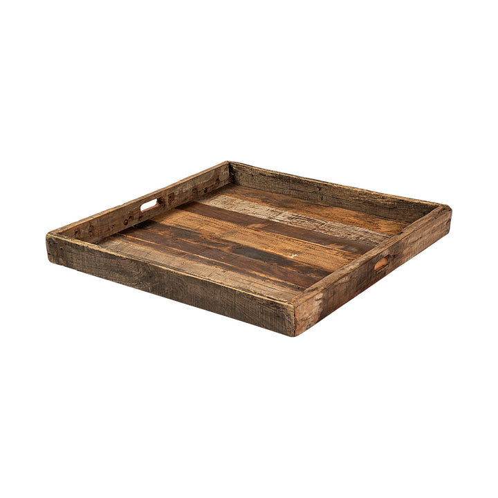 Carson (Large) 30L x 30W Brown Reclaimed Wood Tray Decor Mercana