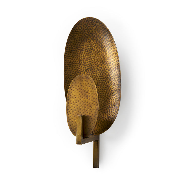 Clarence Metal Hammered Gold Round Wall Sconce Decor Mercana