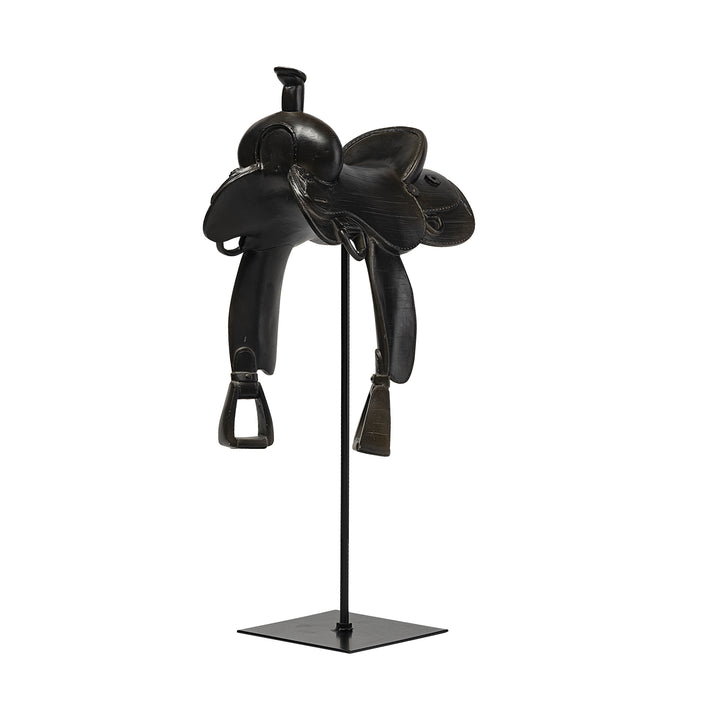Colt I 9L x 8W Black Equestrian-Inspired Western Horse Saddle Decor Mercana