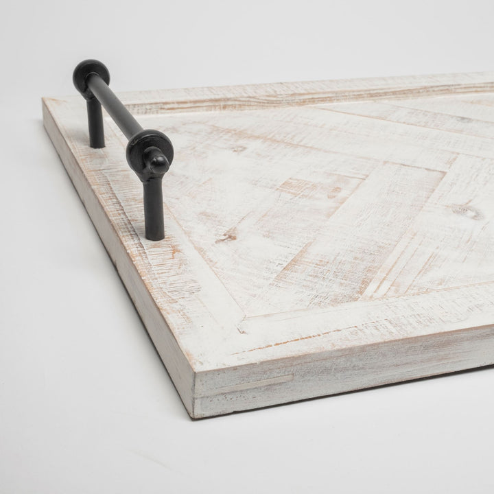 Alfred 35L x 16W Natural Wooden Herringbone Rectangular Tray Decor Mercana