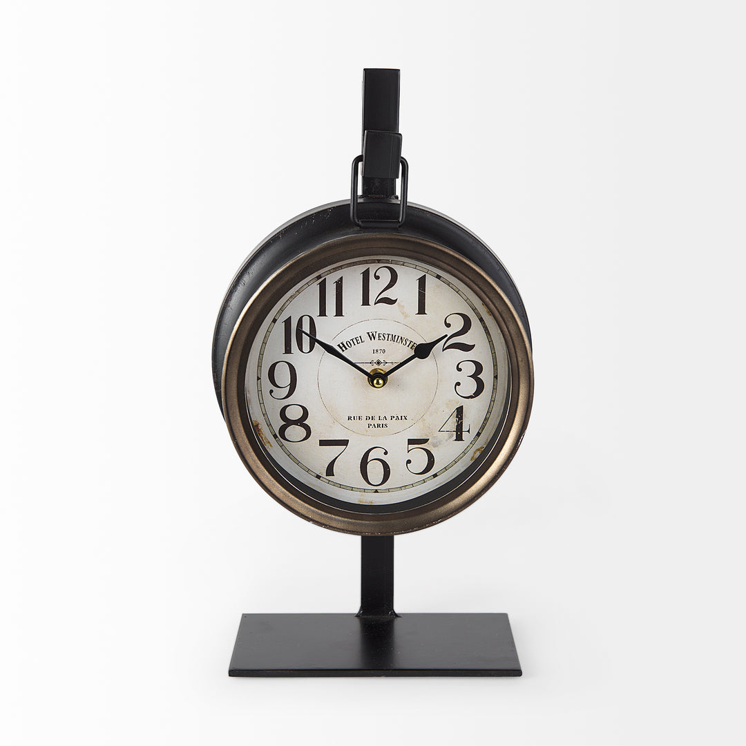 Taxz Metallic Brown Metal Hanging Table Clock Decor Mercana